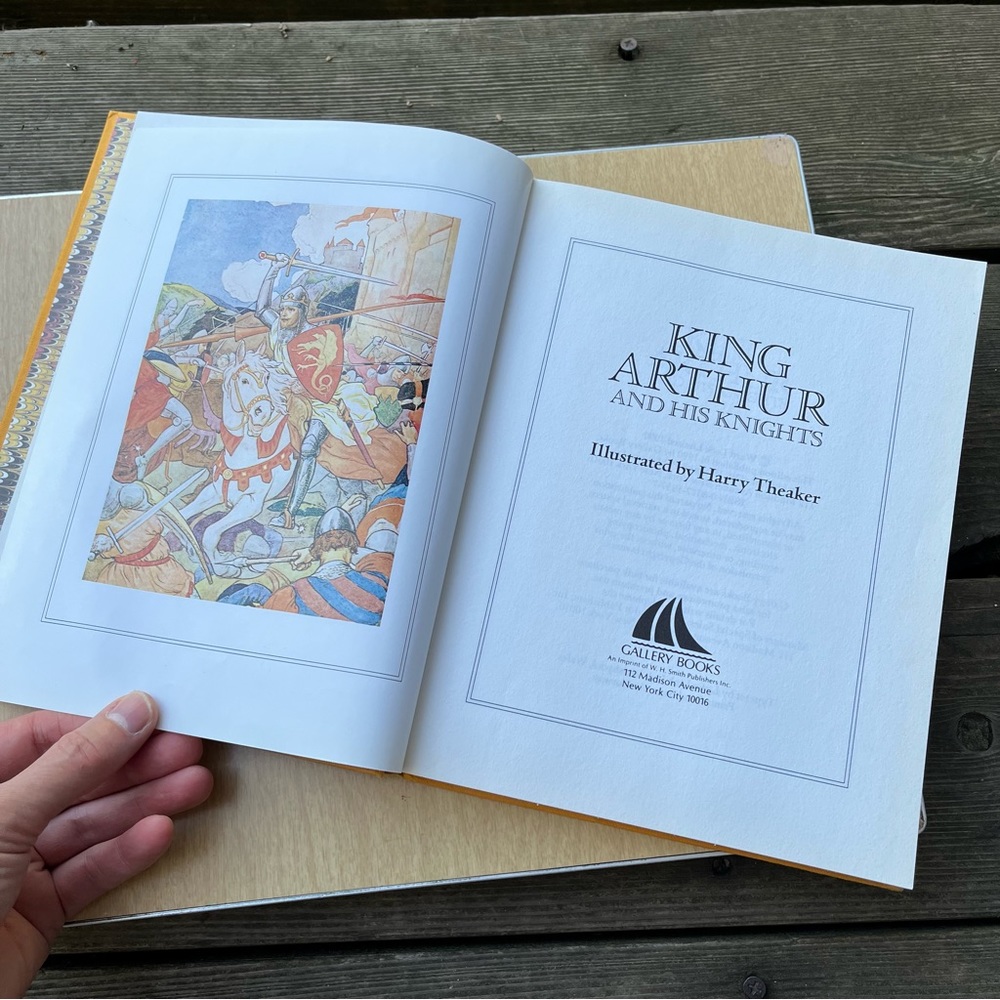 King Arthur & His Knights Vintage 1990 Hardcover Book Illustration Harry Theaker